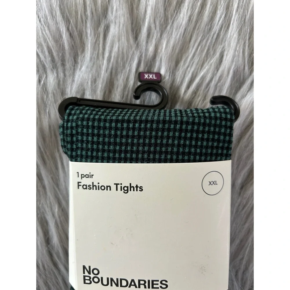 No Boundaries Green Checkered Tights Womens‎ Size XXL 1 Pair